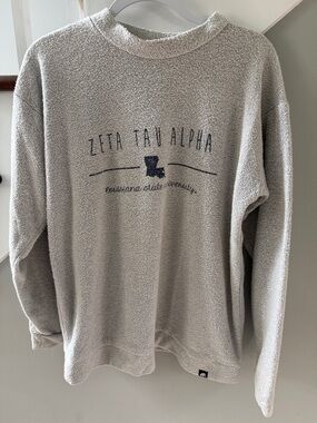 Zeta Tau Alpha Plush Crewneck woolly Sweatshirt - Light Gray